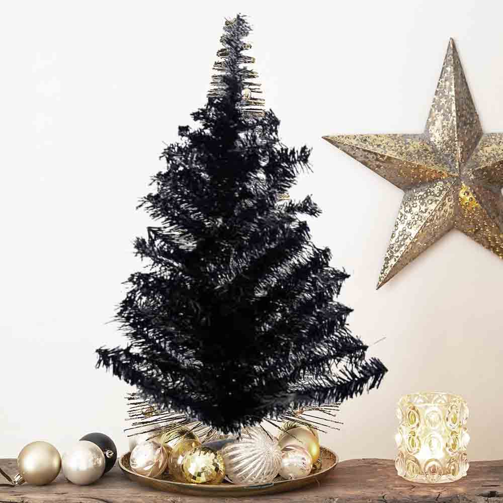 Arbol de Navidad Artificial Mini Negro Decoración de Mesa Alto 60 cm Kyuden Home