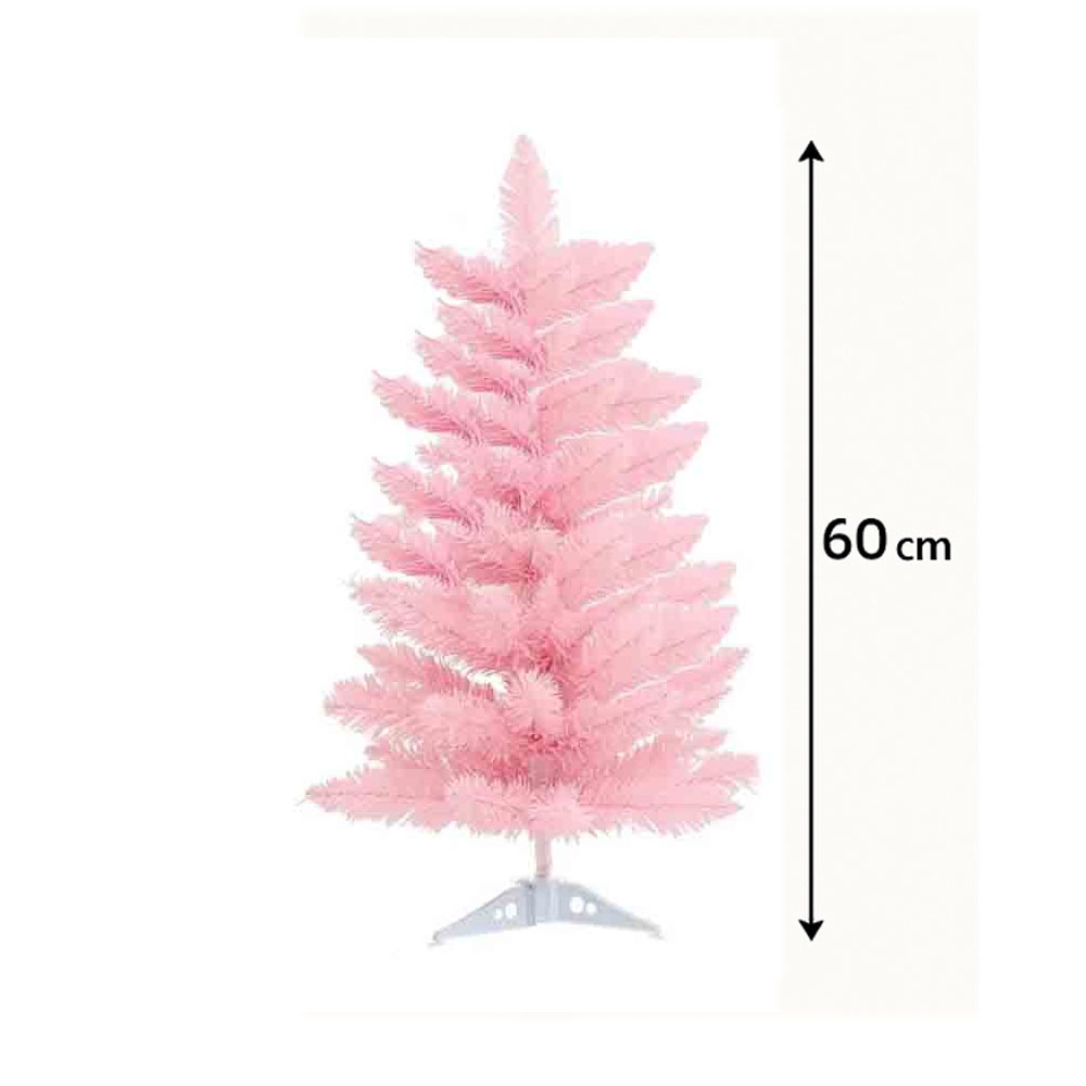 Árbol de Navidad Mini Rosa 60 cm con Base Plástica – Decoración Navideña de Escritorio