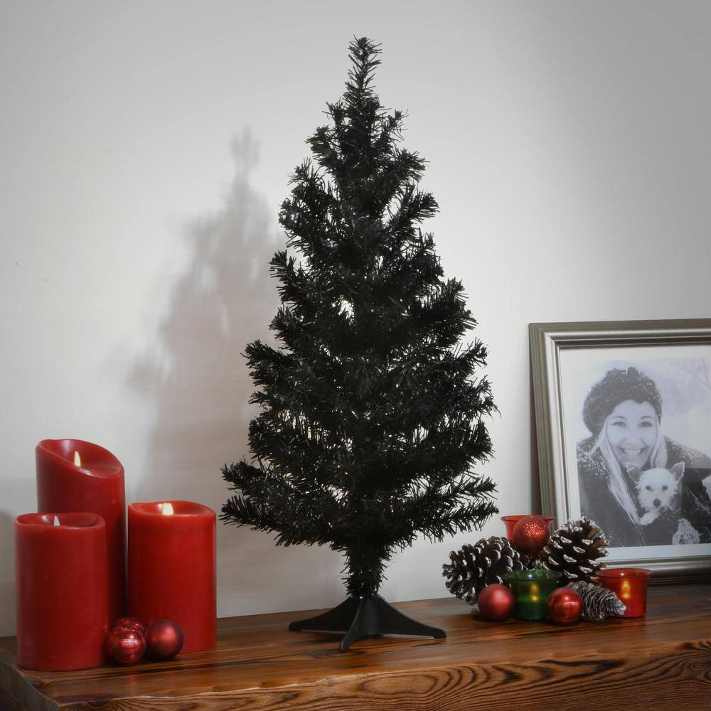 Arbol de Navidad Artificial Mini Negro Decoración de Mesa Alto 60 cm Kyuden Home