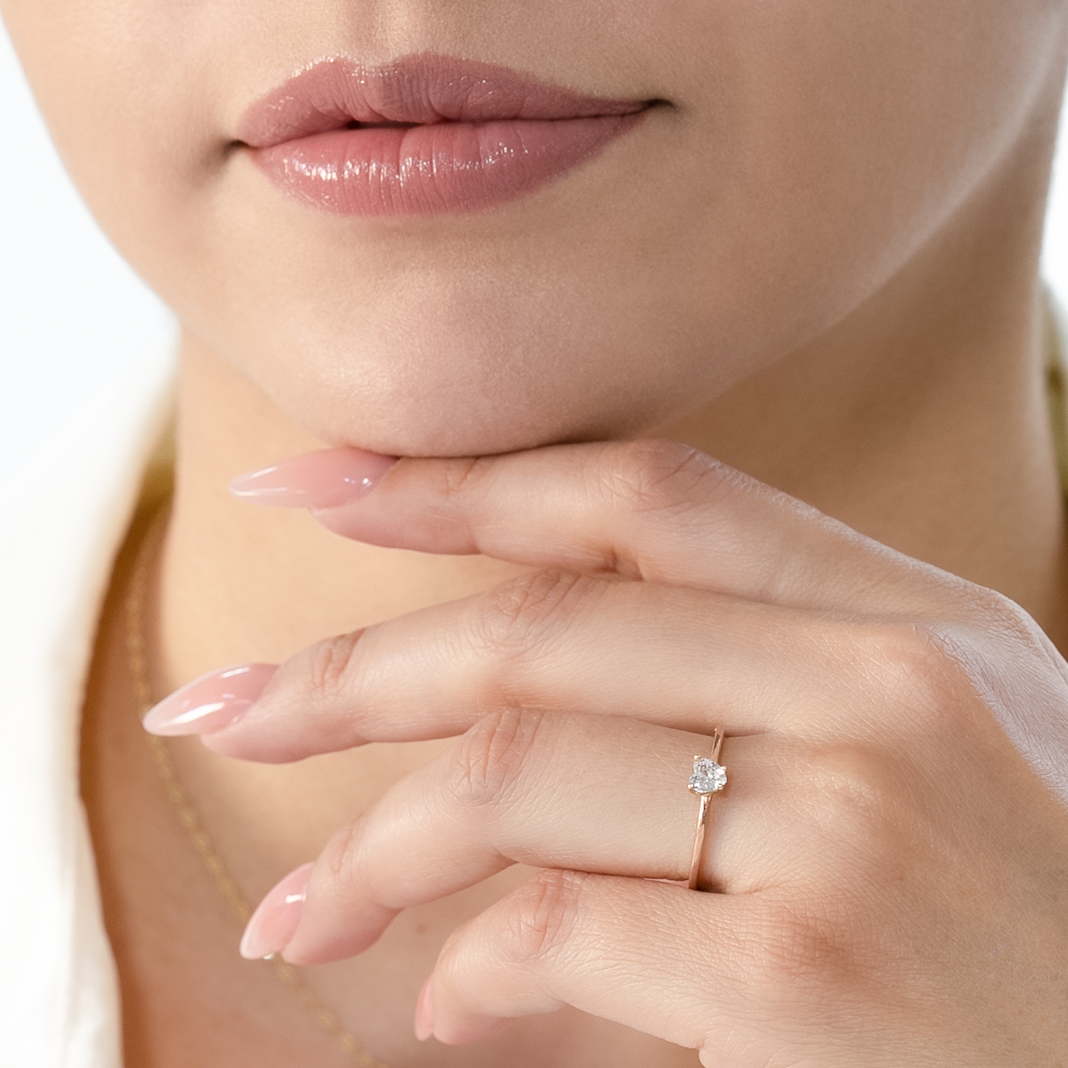 ANILLO DE PROMESA ORO ROSA 14K CORAZON TAINY ABBA JOYAS