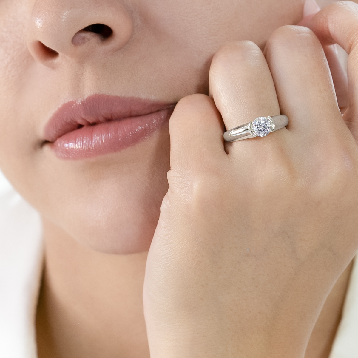 ANILLO DE COMPROMISO ORO BLANCO 10K DIVINO ABBA JOYAS