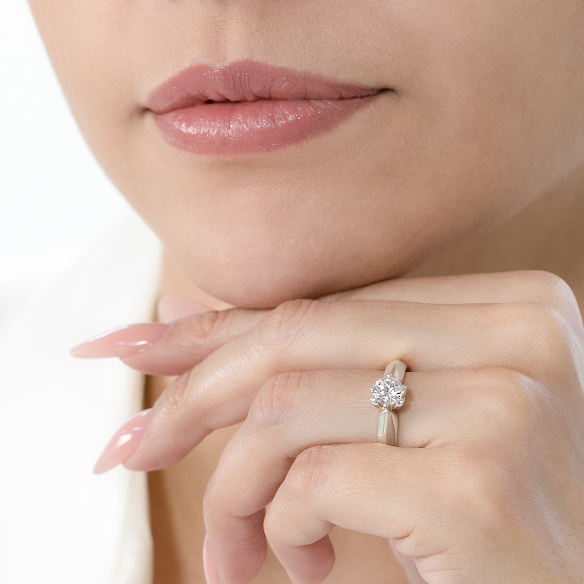 Anillo de Compromiso Oro 10K Blanco Romantico Abba Joyas