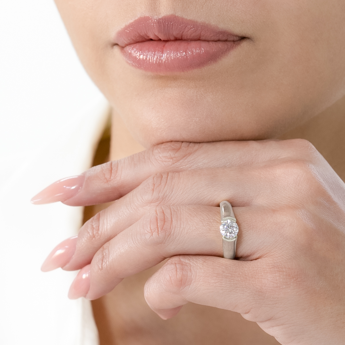 ANILLO DE COMPROMISO ORO BLANCO 10K DIVINO ABBA JOYAS