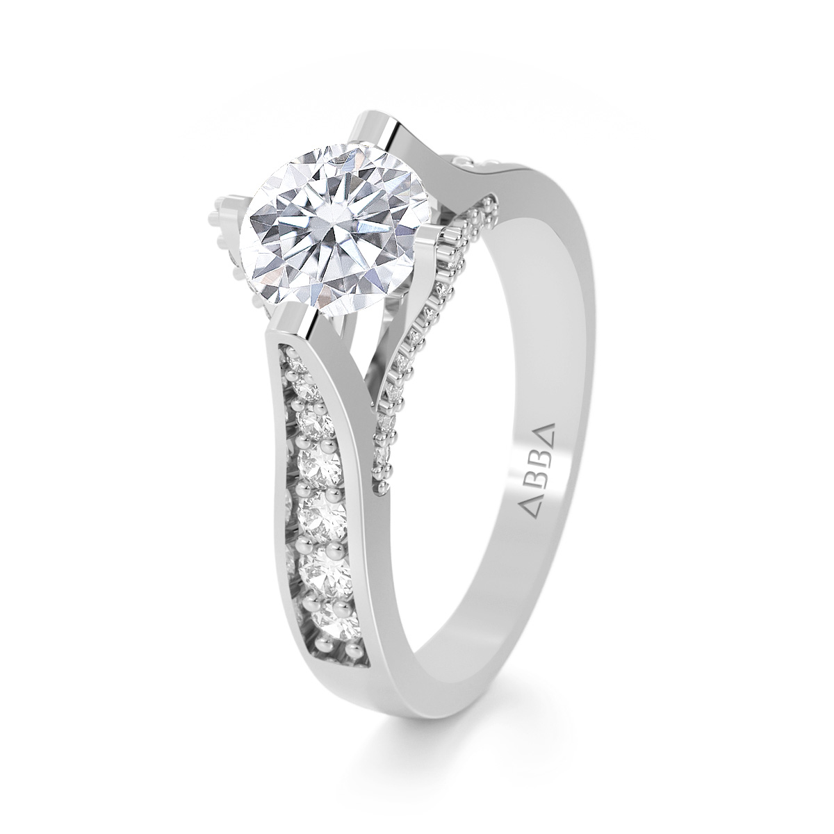 ANILLO DE COMPROMISO 10K ORO BLANCO CON PIEDRA STELLA ABBA JOYAS.