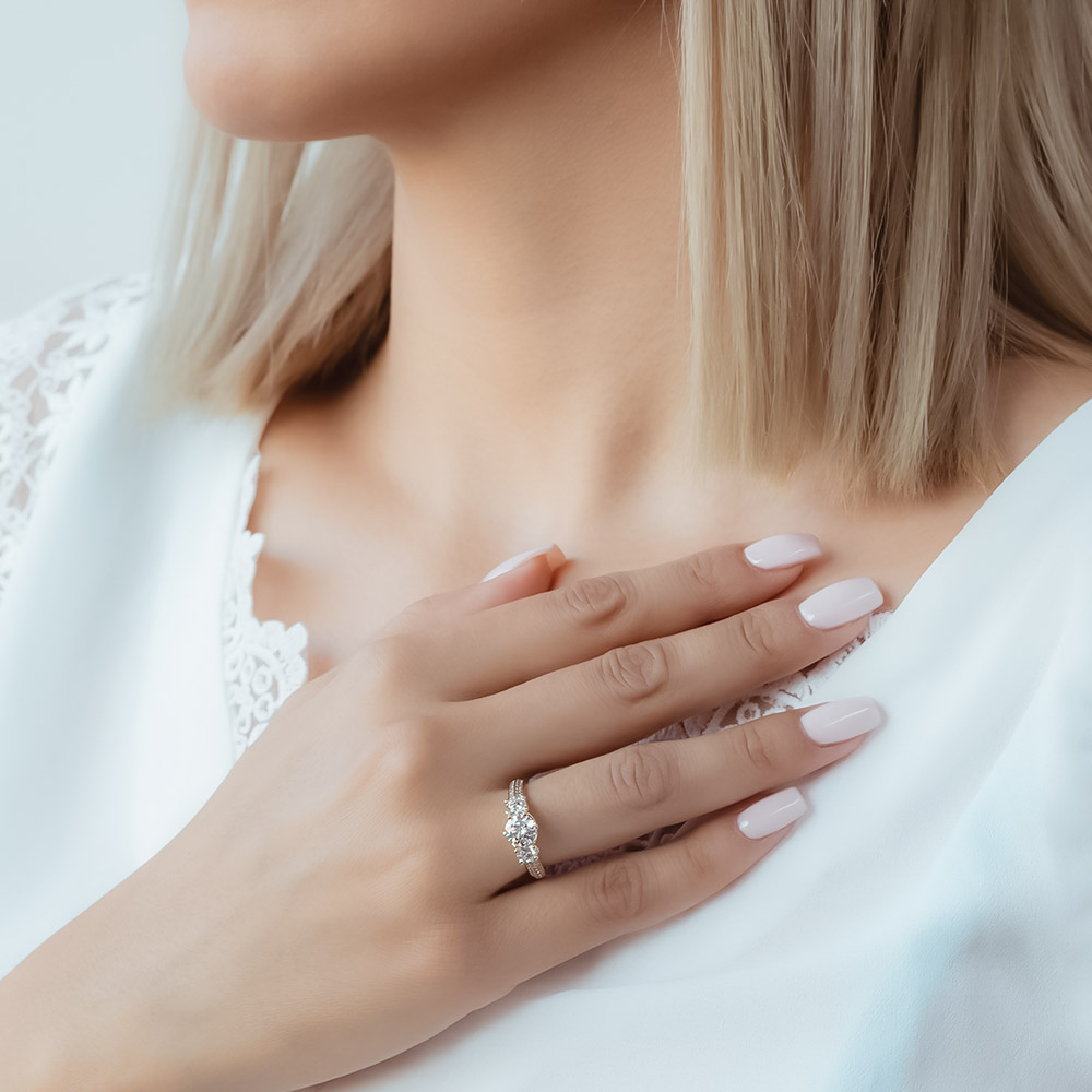 ANILLO DE COMPROMISO 10K ORO ROSA CON PIEDRA EMY ABBA JOYAS.