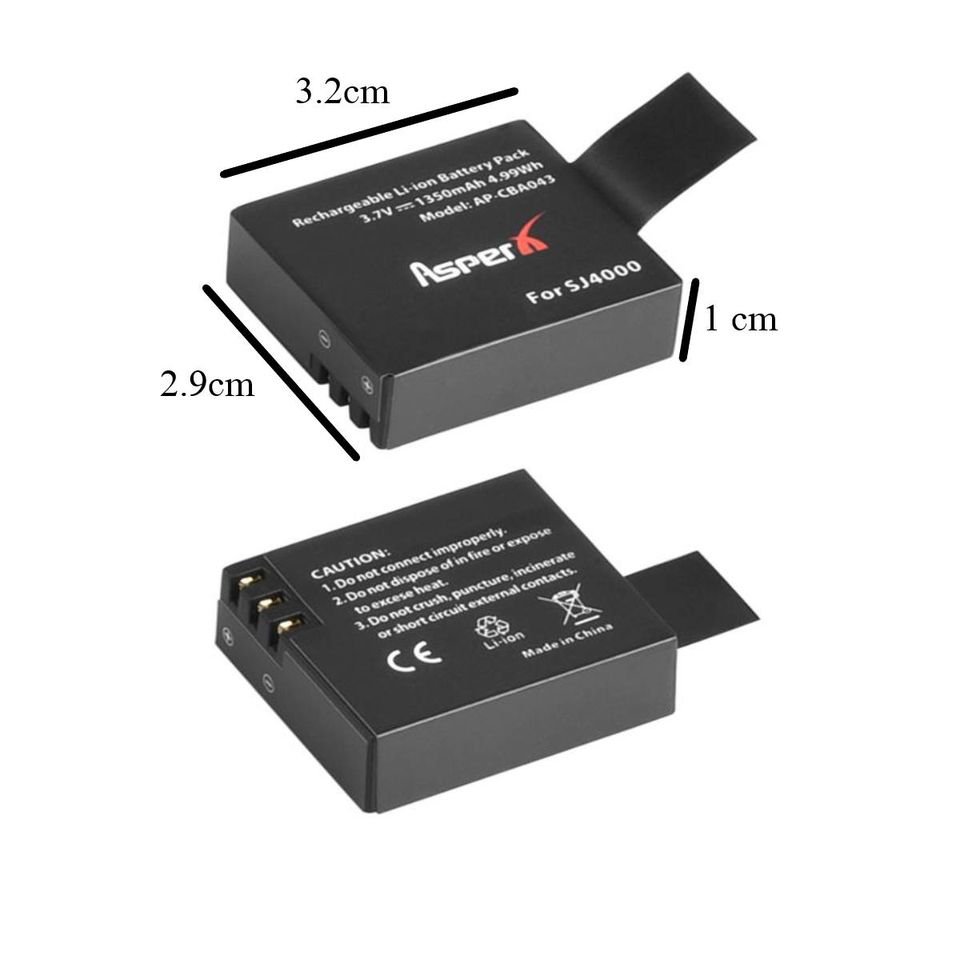 1 pz Batería 1350mAh cámara deportiva video crosscam gopro negro 4K moto auto carreras contra agua.