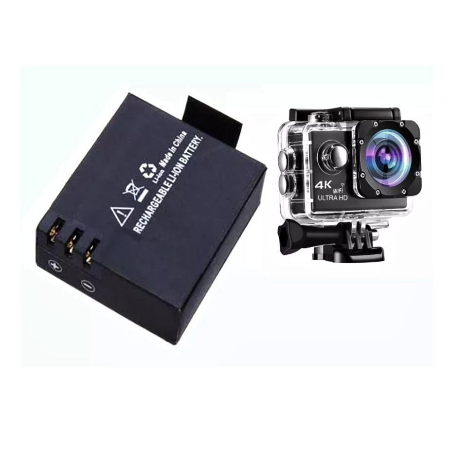 1 pz Batería 1350mAh cámara deportiva video crosscam gopro negro 4K moto auto carreras contra agua.