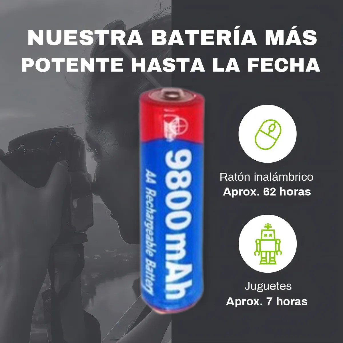Pilas Recargables AA 8 Pilas Larga Duración Baterías Juguetes Controladores Mandos Adornos