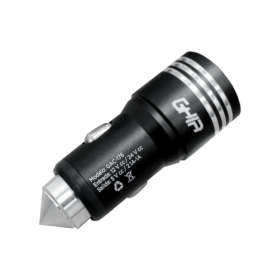 Cargador Para Auto Ghia Gac-176 2puertos Usb 5v Color Ne /vc Color Negro