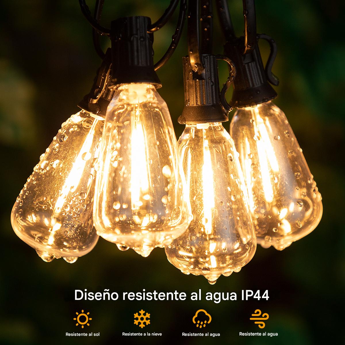 Guirnalda tira 7.6M luces exteriores bombillas LED impermeables decoración Patio jardín casa foco