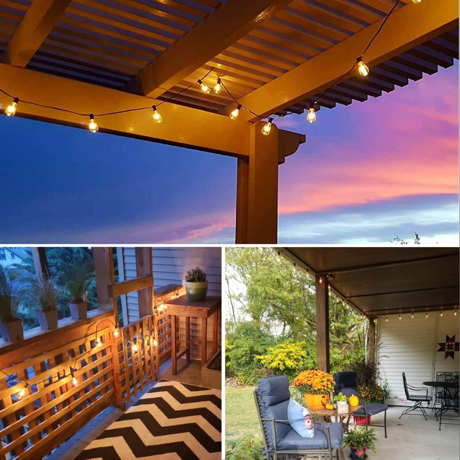 Guirnalda tira 7.6M luces exteriores bombillas LED impermeables decoración Patio jardín casa foco
