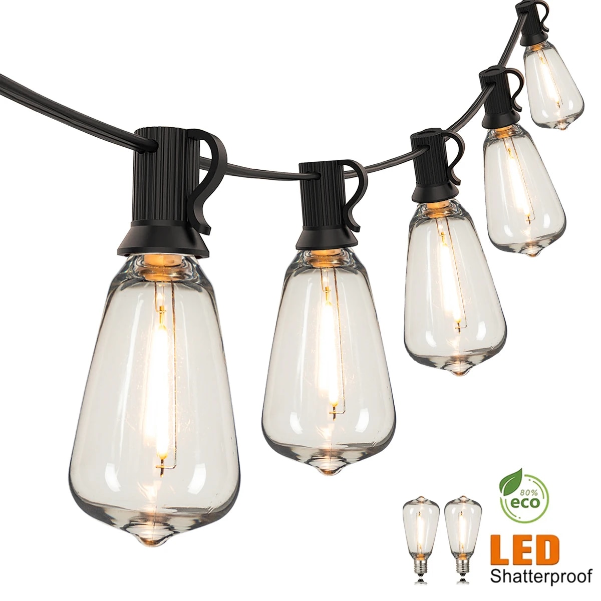 Guirnalda tira 7.6M luces exteriores bombillas LED impermeables decoración Patio jardín casa foco