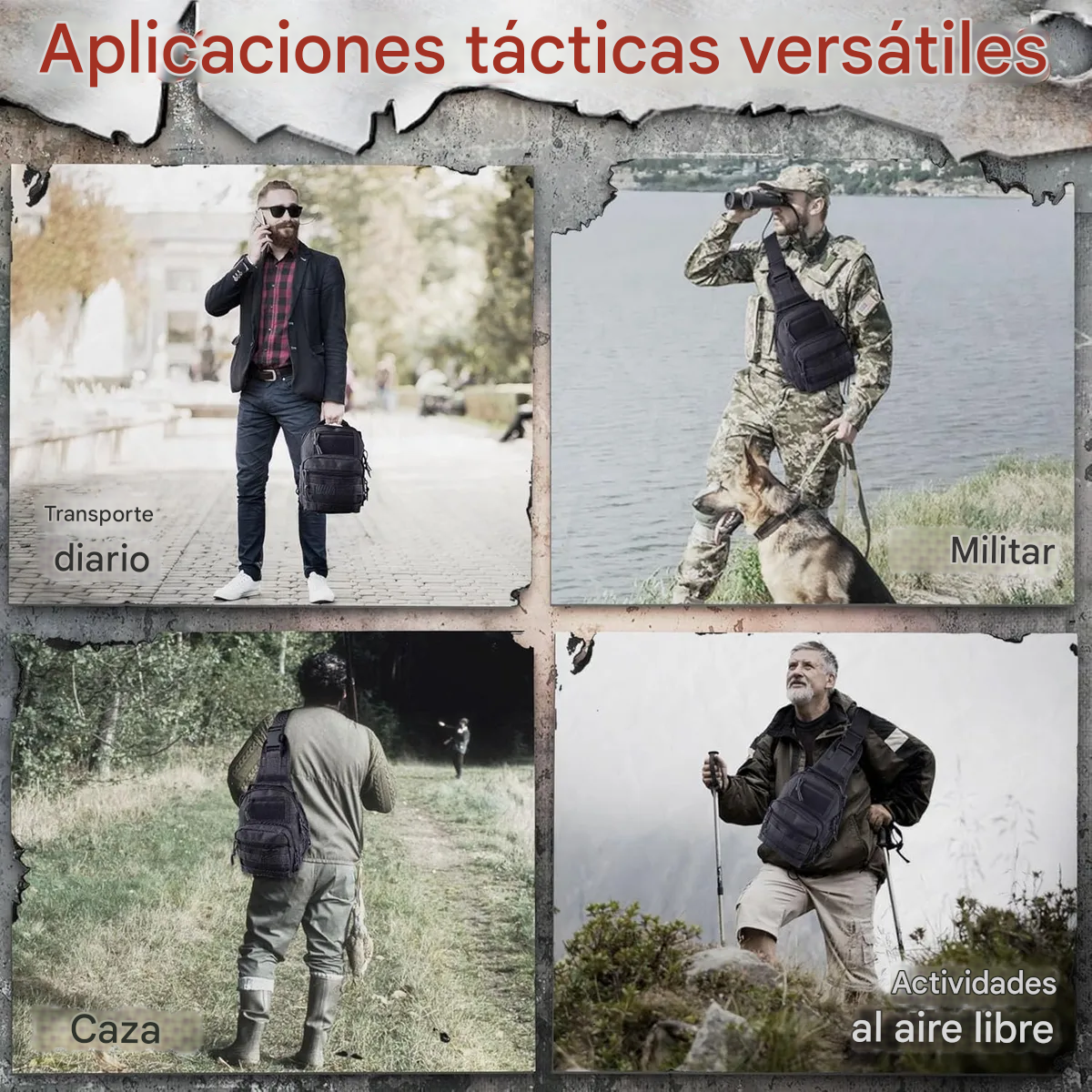 Multiusos Pechera Mochila Táctica Militar Bandolera Cruzada Mochila bolsa cartera moto autos negro