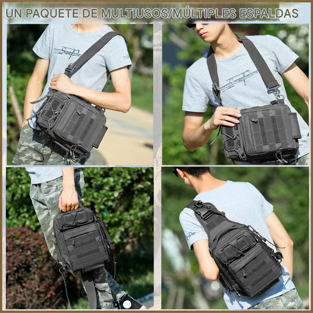 Multiusos Pechera Mochila Táctica Militar Bandolera Cruzada Mochila bolsa cartera moto autos negro