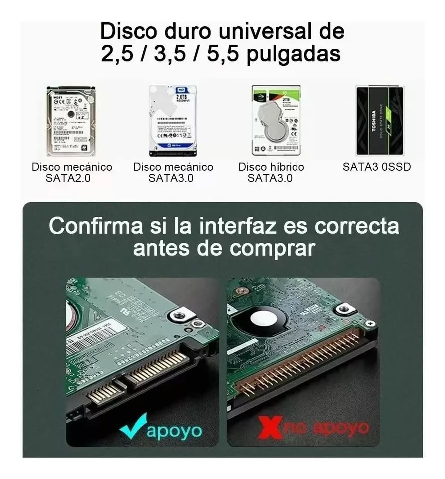 Adaptador cable USB 3,0 a Sata 3 convertidor disco duro USB 3.0 2,5 3,5 HDD SSD disco duro externo.