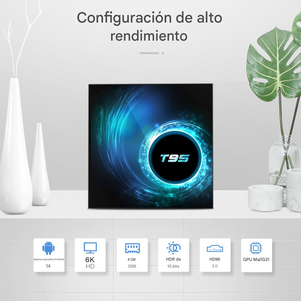 Smart TV inteligente box Android 14 6K HD 4GB 32GB Wifi reproductor multimedia pantalla
