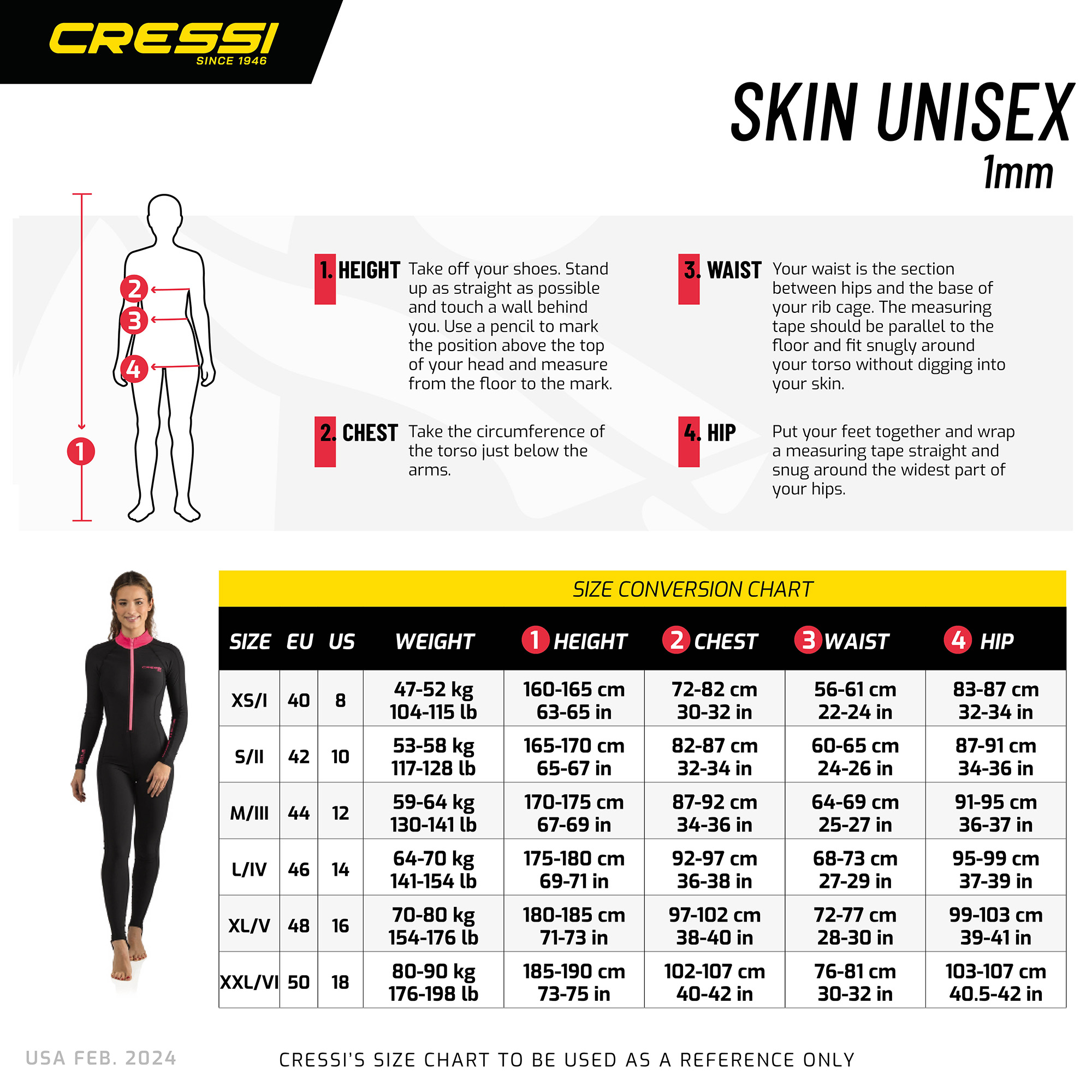 Traje Cressi Skin Lady 1 mm Negro/Amarillo Para Buceo