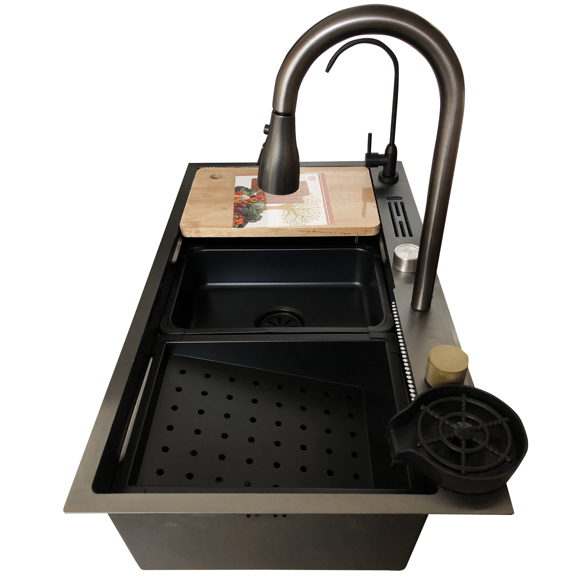 Tarja para Cocina Fregadero de Lujo Con Cascada Acero Inoxidable 80 x 45 cm 