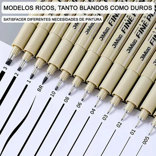 12 Estilografos Estilografo Estuche Arte Manga Skech Técnico.