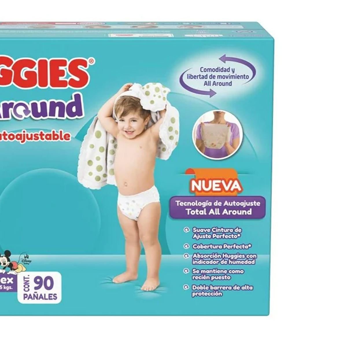 Pañales Huggies All Around Autoajustable Etapa 5 90pz