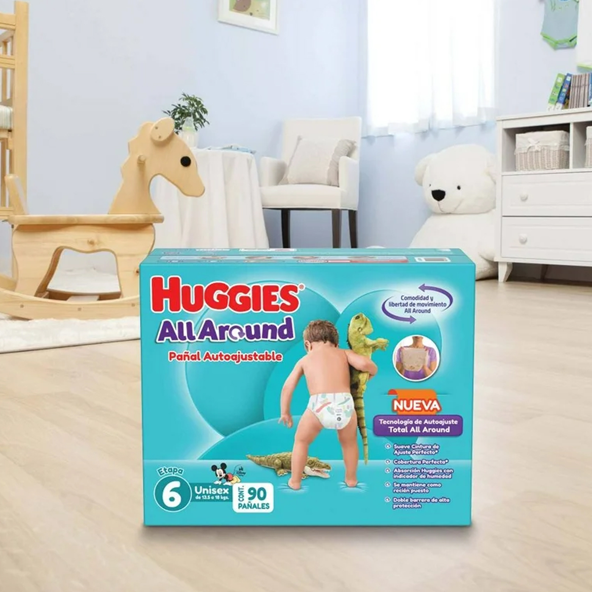 Pañales Huggies All Around Autoajustable Etapa 6 90pz