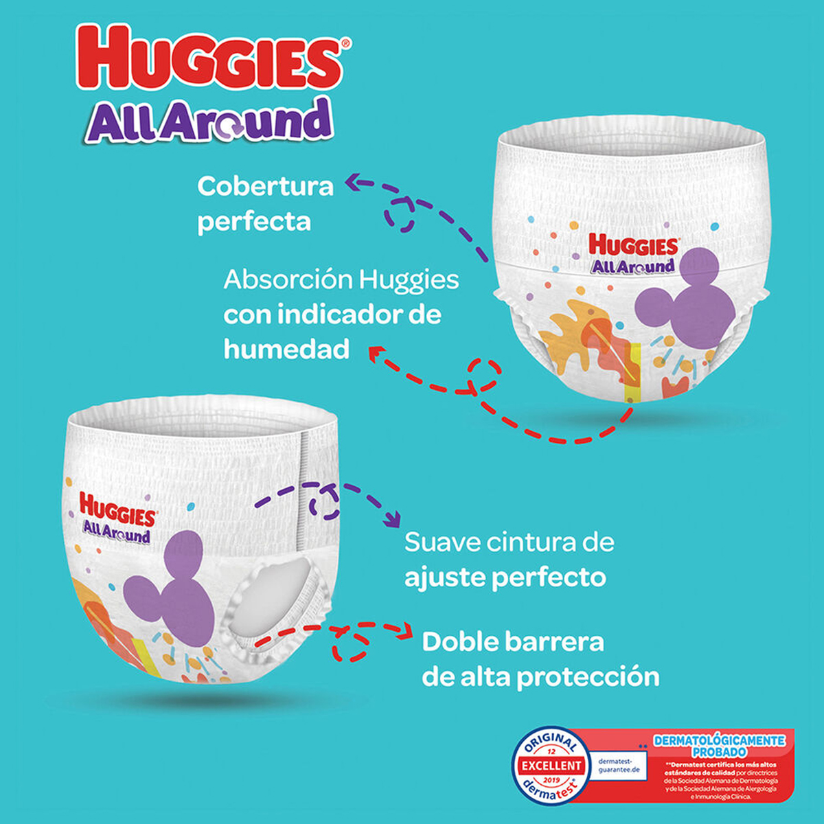Pañales Huggies All Around Autoajustable Etapa 7 90pz