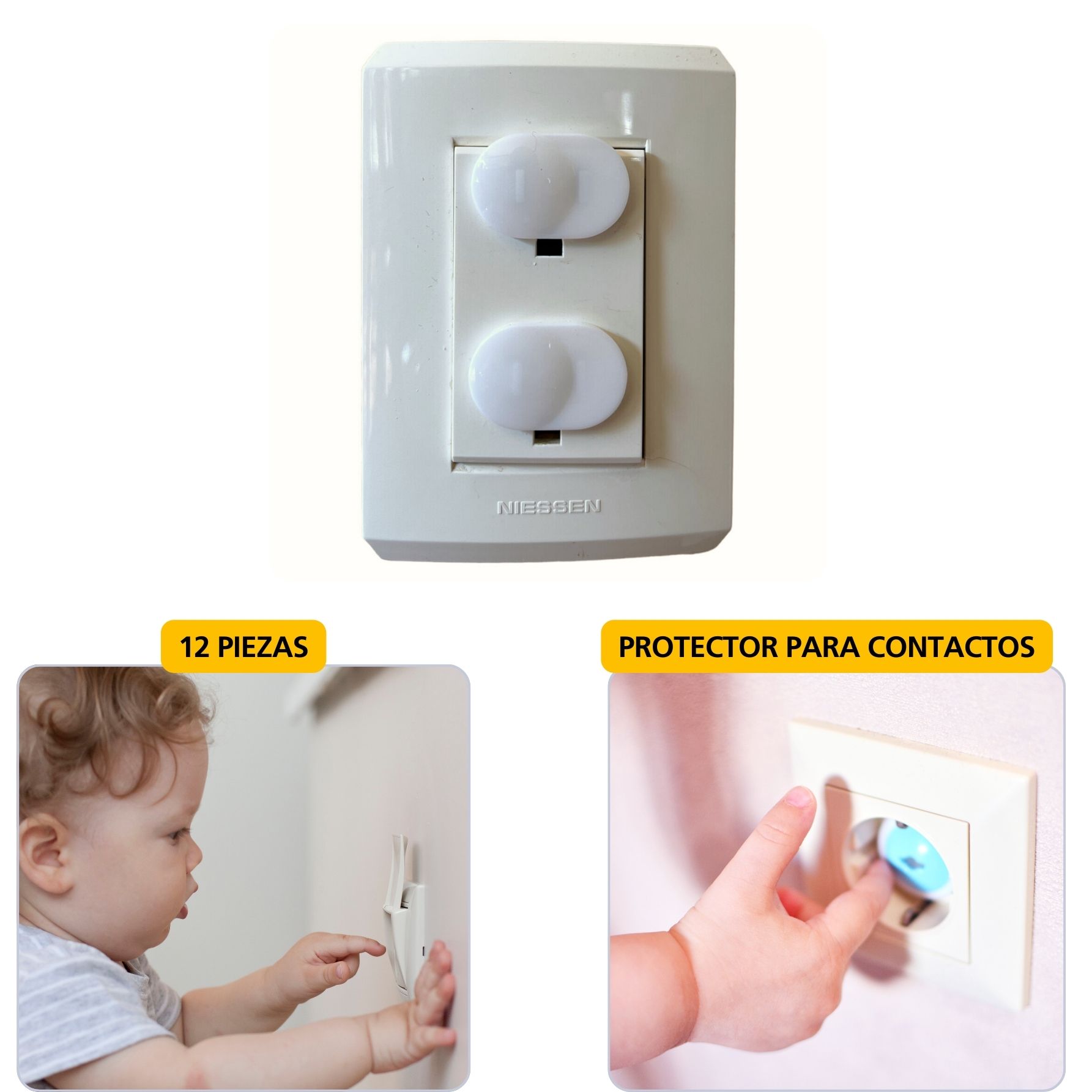Protector Seguro Para Contactos Enchufes Tapa - 12 piezas