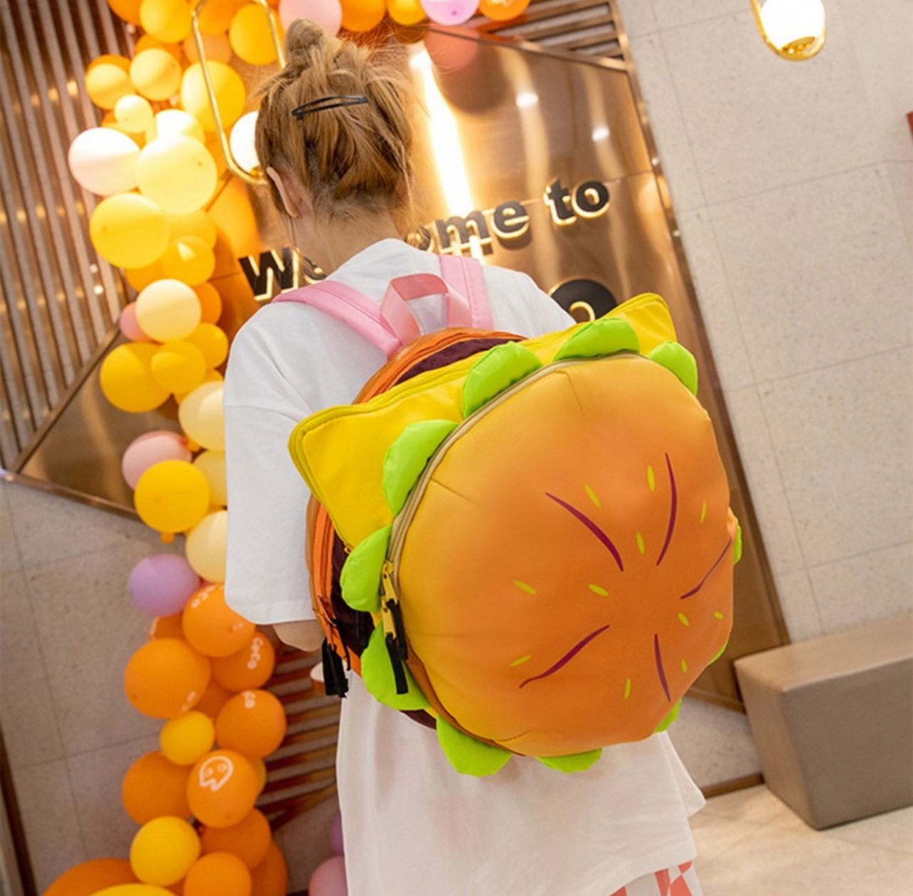 Mochila Hamburguesa Divertida Escolar Gran Capacidad