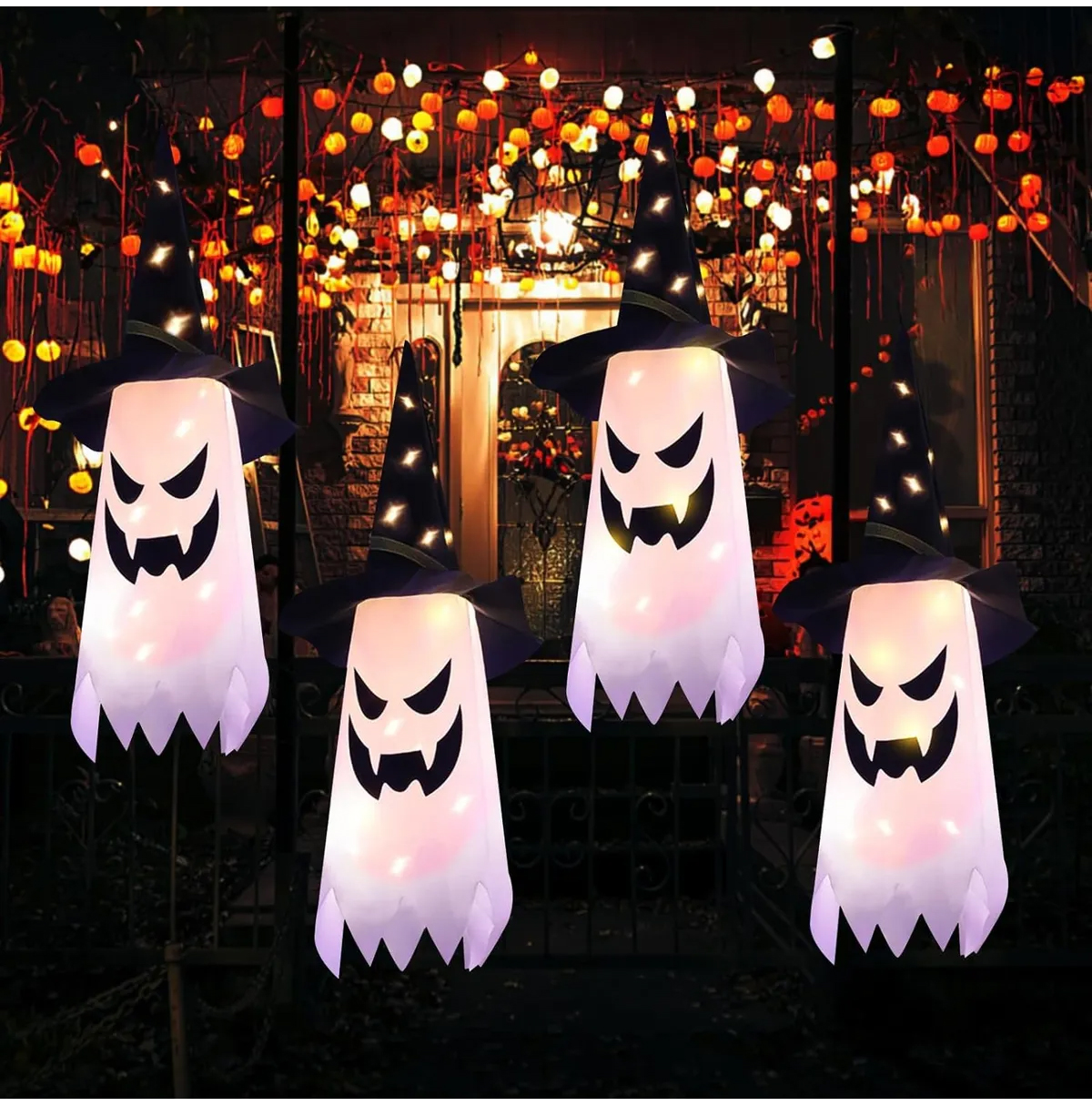 Luces Led A Prueba De Agua 4 Fantasmas Colgantes Halloween