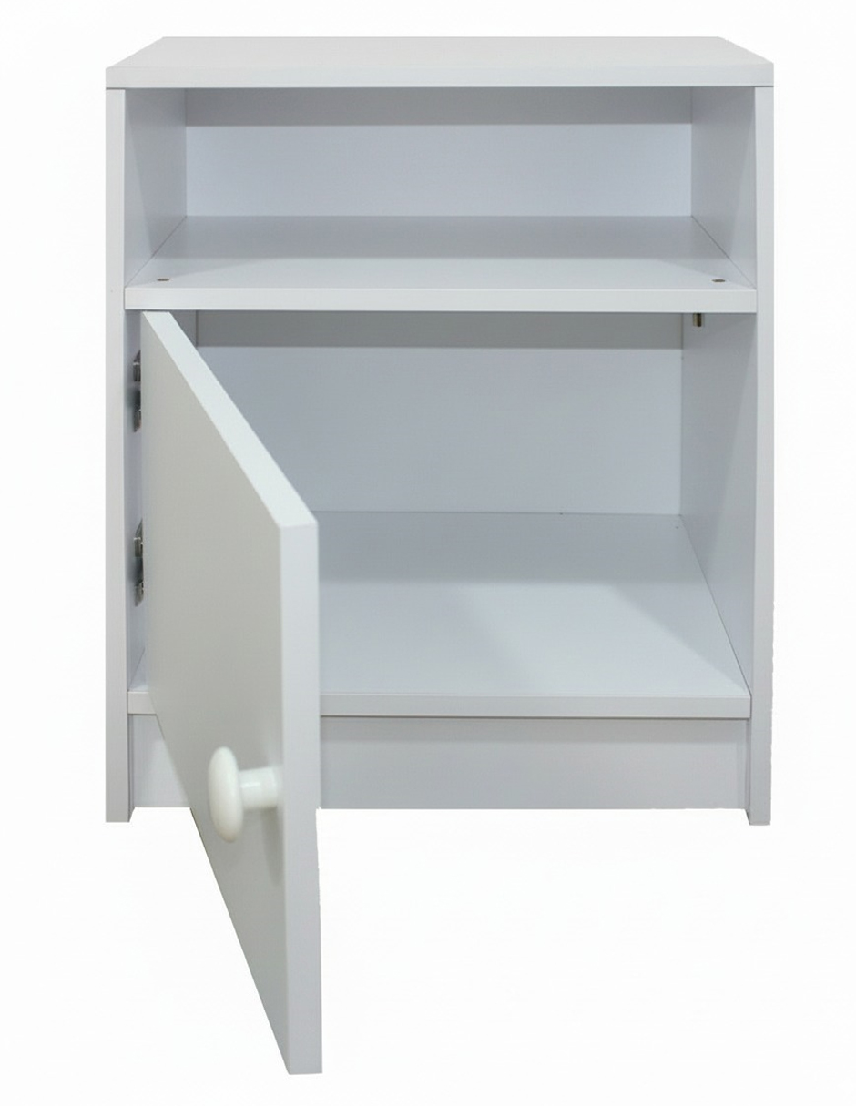 Buró Moderno Recamara Mesa Noche Minimalista MDF Color Blanco B3