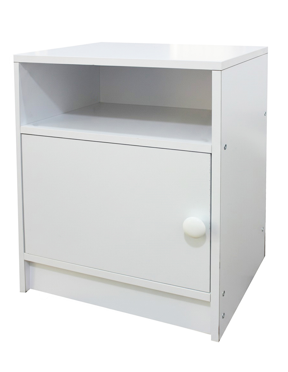 Buró Moderno Recamara Mesa Noche Minimalista MDF Color Blanco B3