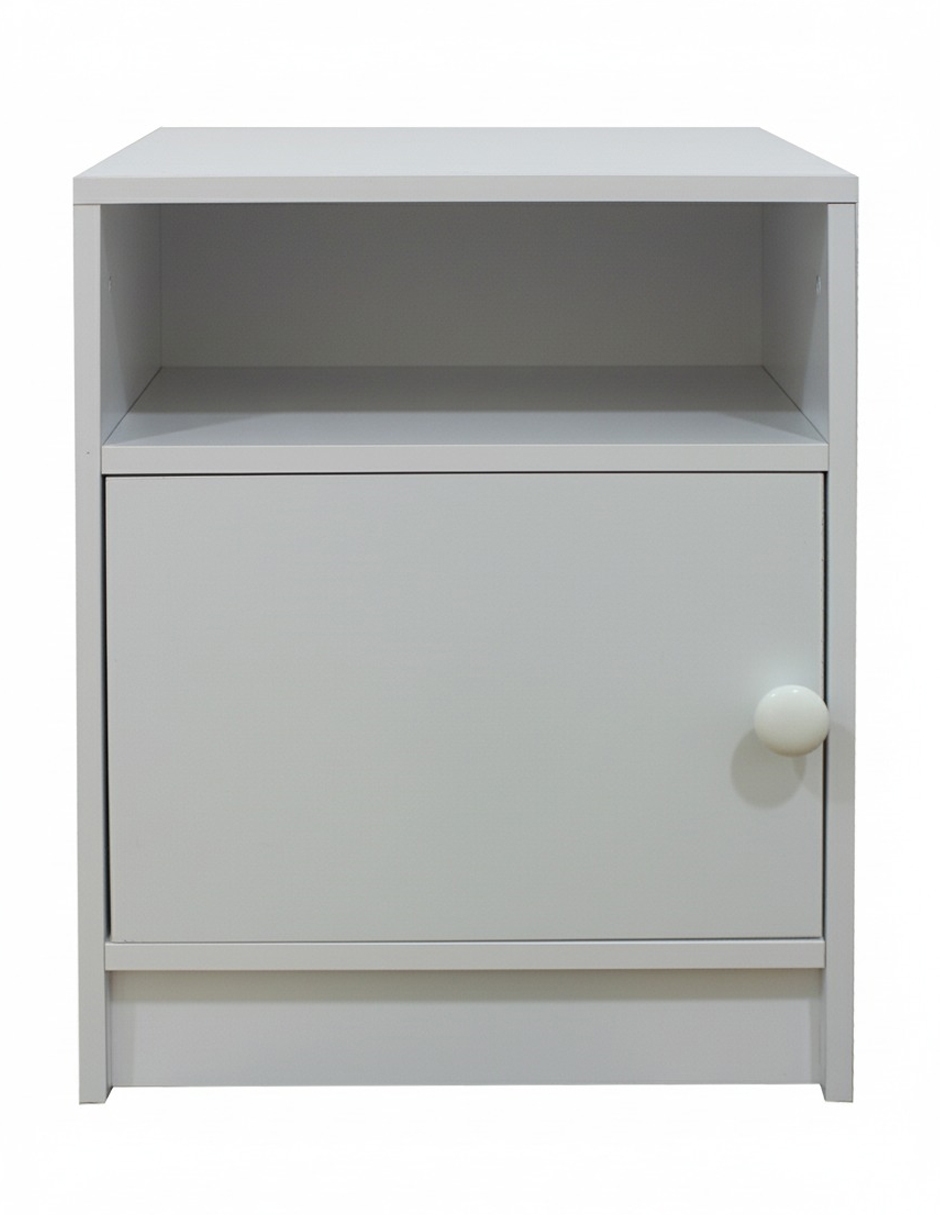 Buró Moderno Recamara Mesa Noche Minimalista MDF Color Blanco B3