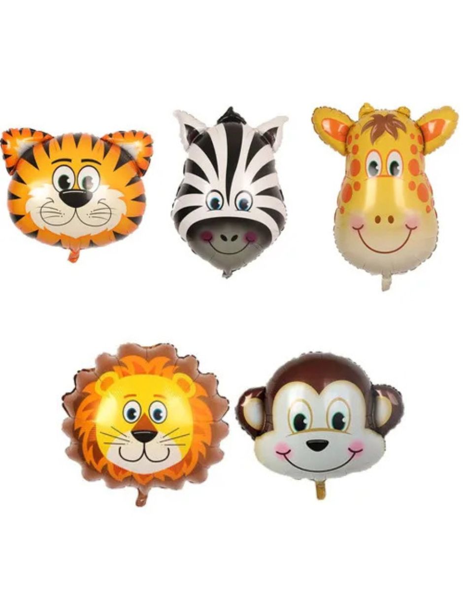 Set Globos Animales Safari Tigre Jirafa León Mono Cebra Decoración
