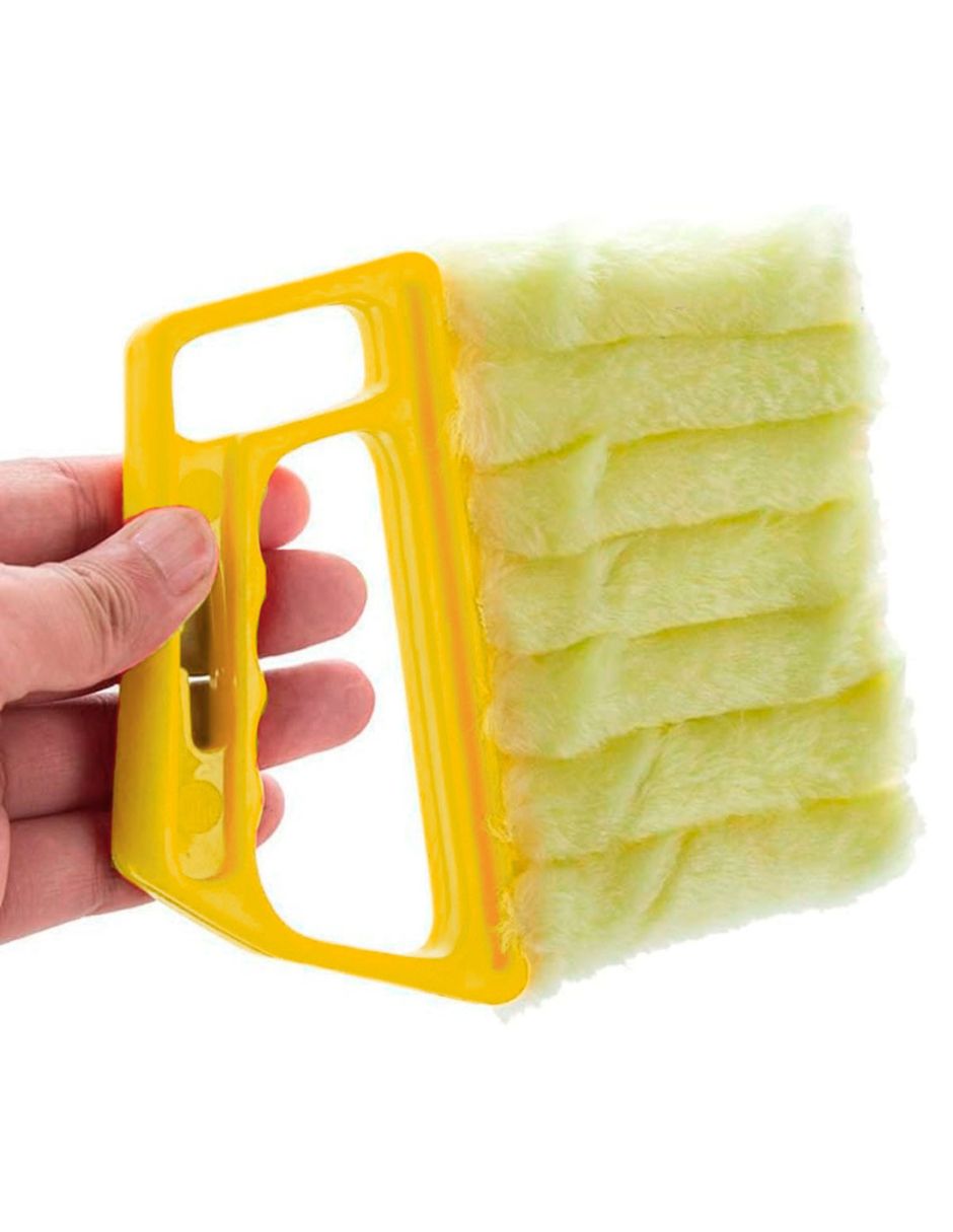 Plumero Limpiador de Persianas de 7 Ranuras con Microfibra Desmontable - Amarillo
