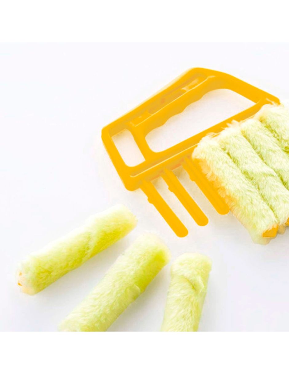 Plumero Limpiador de Persianas de 7 Ranuras con Microfibra Desmontable - Amarillo