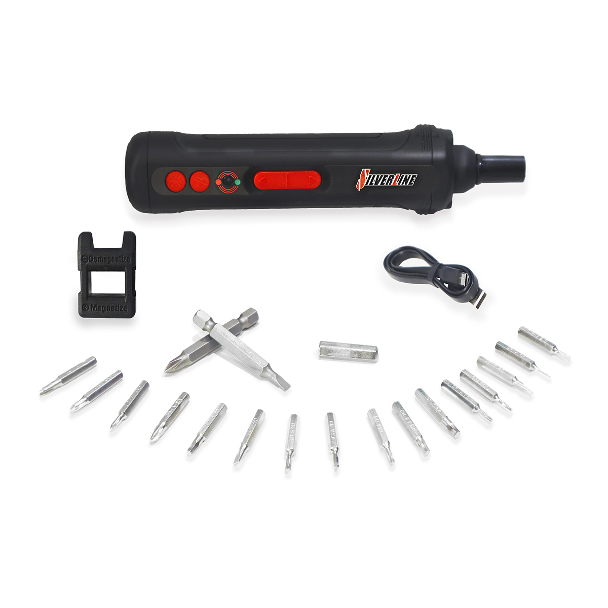Kit de Taladro Destornillador Inalámbrico + Desarmador de Precisión Inalámbrico Silverline Color Negro y Azul