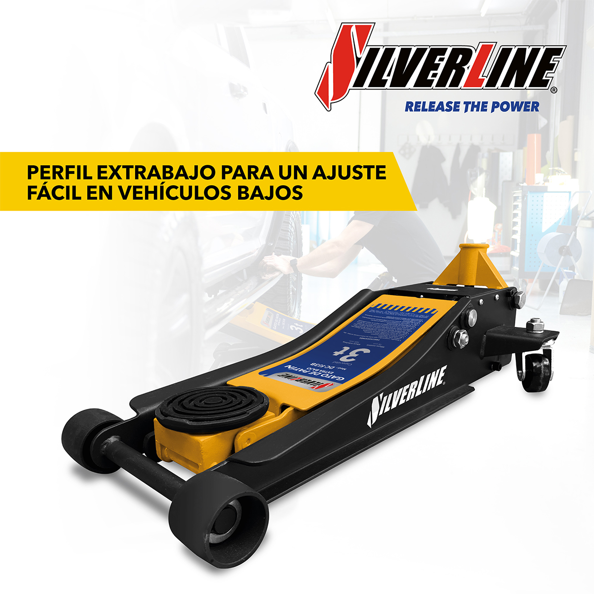 Gato Hidráulico de Patín Silverline 3 Toneladas Extra Plano