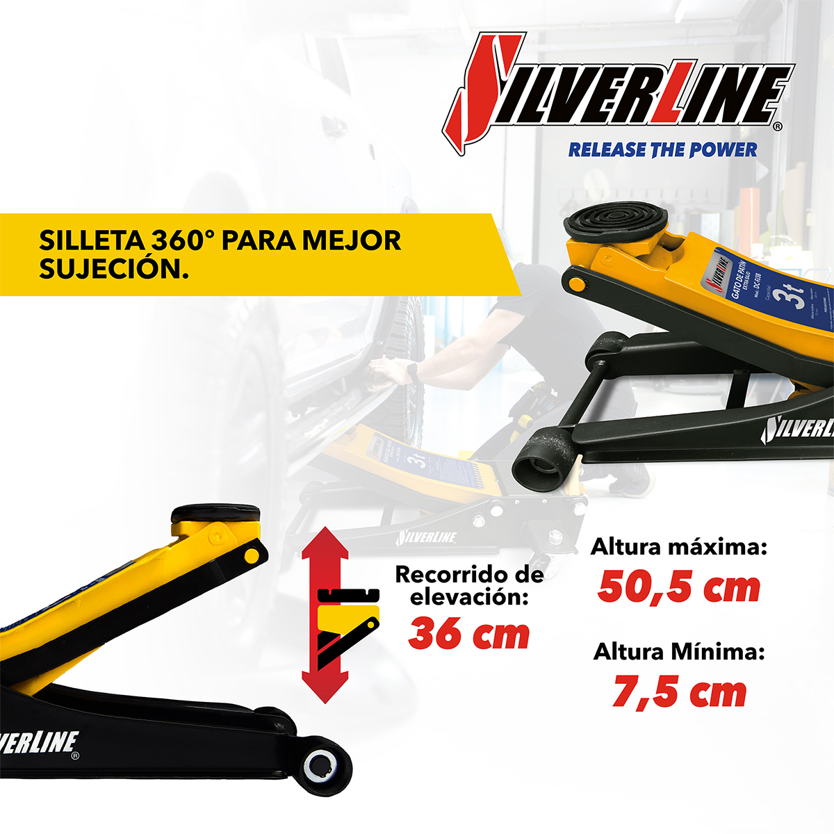 Gato Hidráulico de Patín Silverline 3 Toneladas Extra Plano