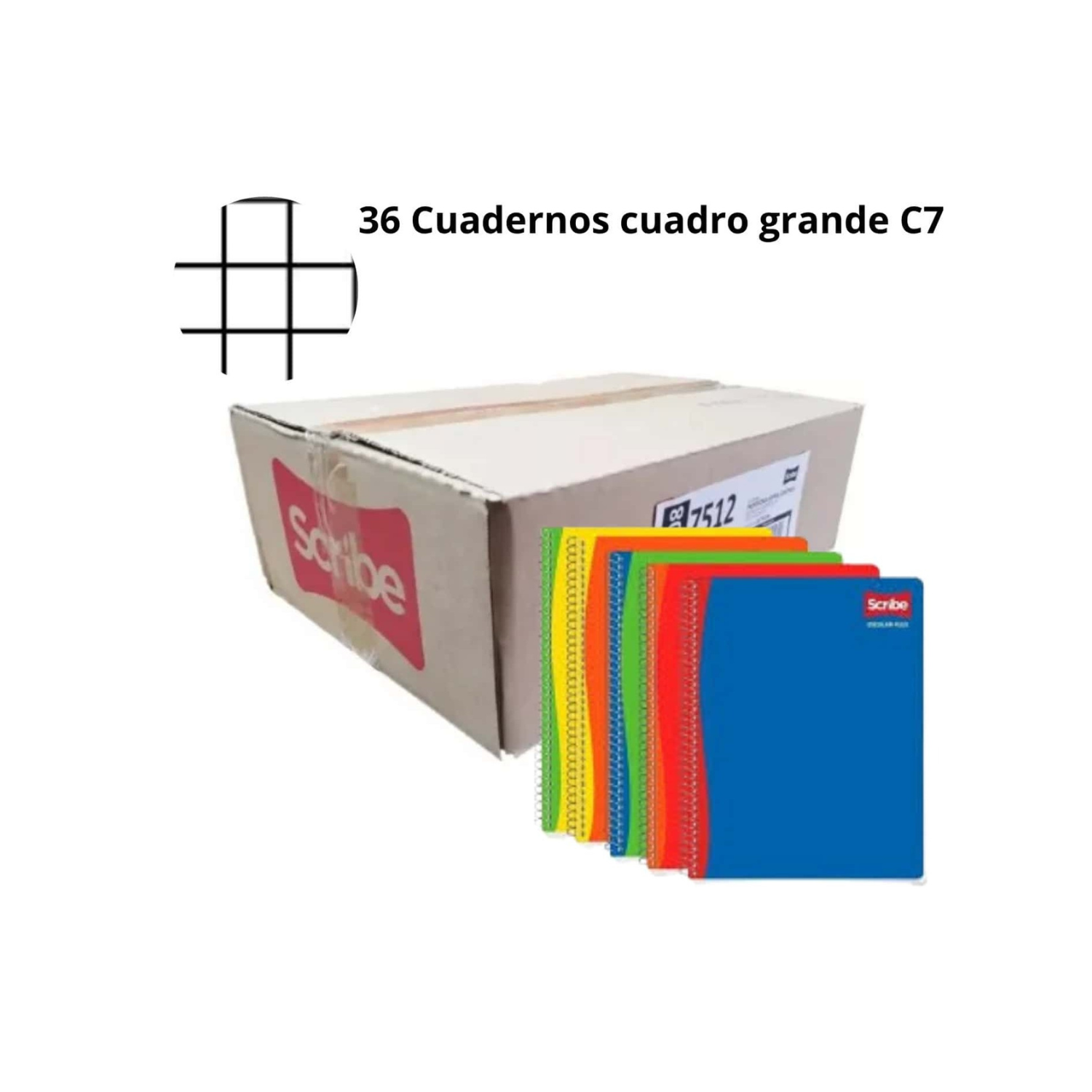 Caja con 36 Cuadernos Scribe Profesional Cuadro Grande De 100 Hojas Pasta Semi Rígida