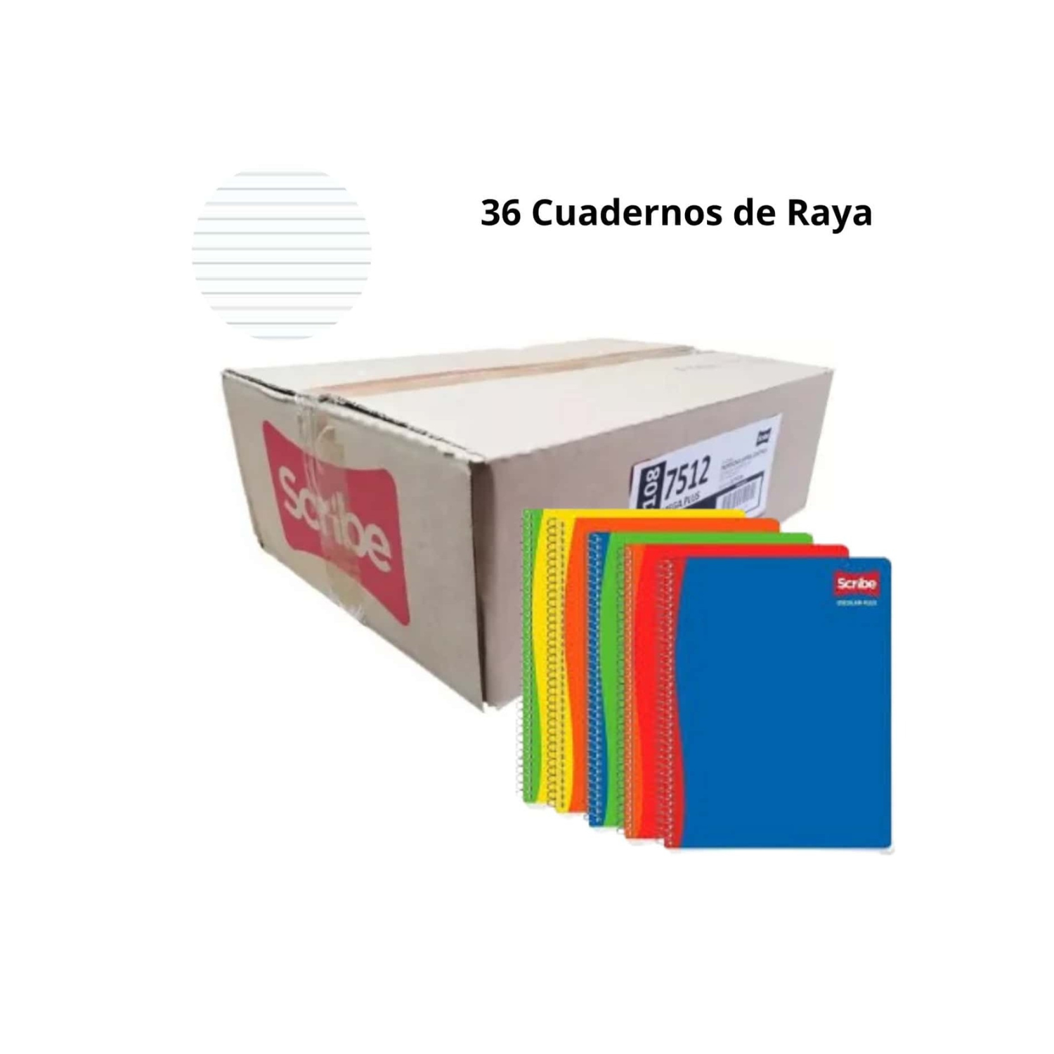 Caja con 36 Cuadernos Scribe Profesional Raya De 100 Hojas Pasta Semi Rígida 