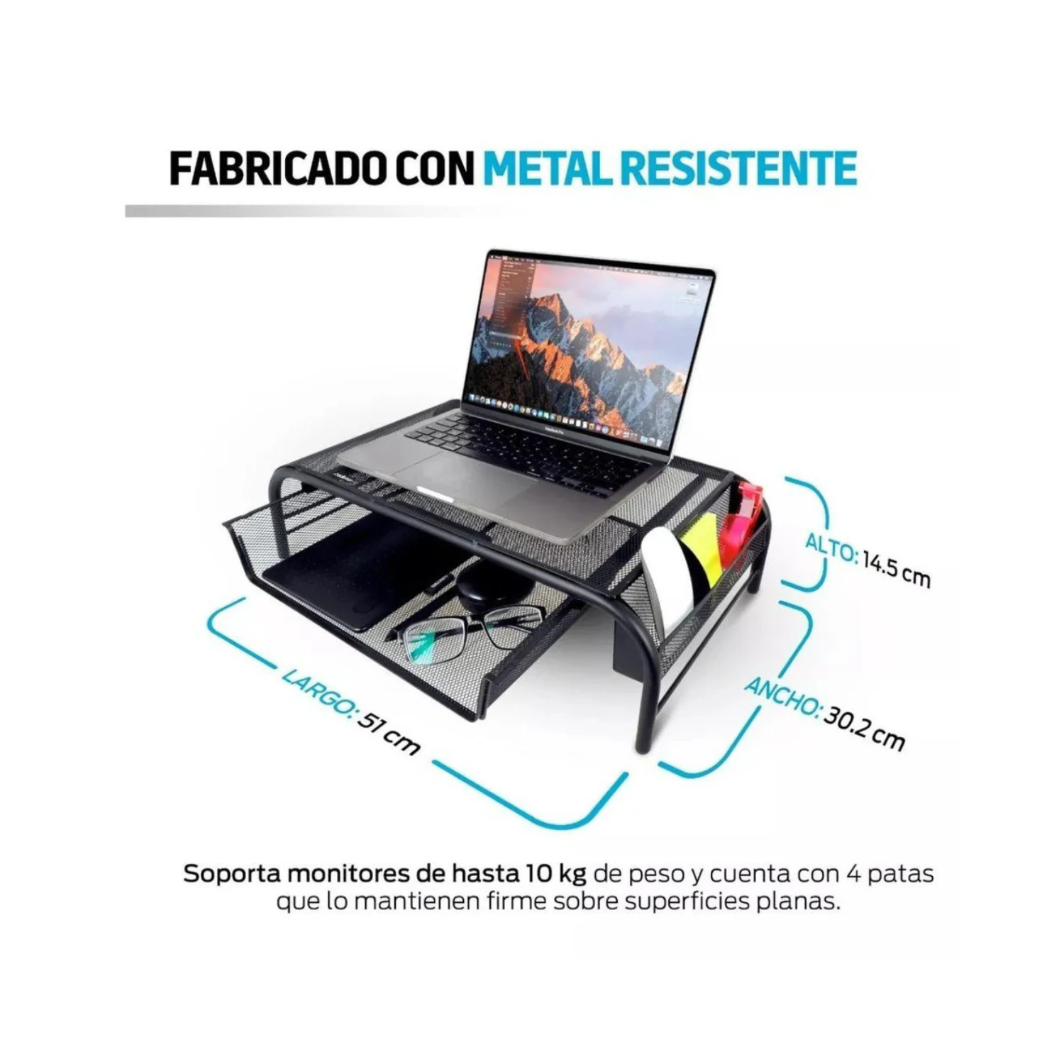 Soporte Organizador Nextep de Malla para Laptop y Monitor con Cajón