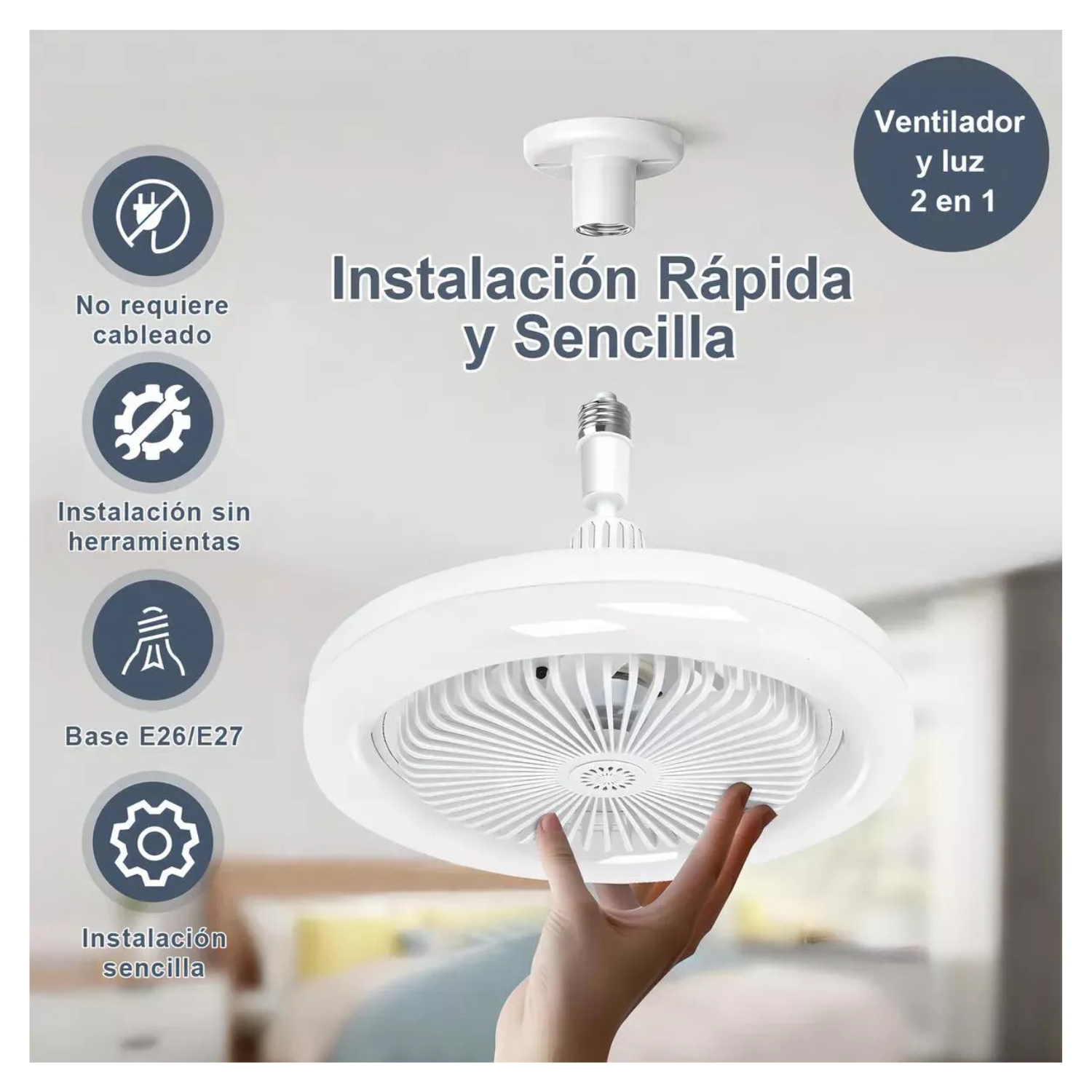 Lampara de techo con ventilador 3 tonos control remoto con aroma.