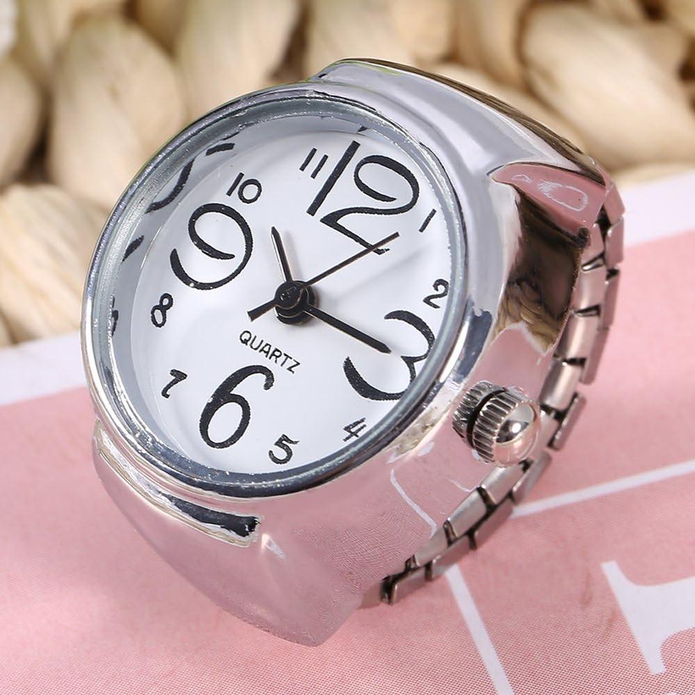 Anillo con reloj MXTQB-001 1Pza Unitalla Ancho  2,6 cm Largo 2,5 cm Acero Inoxidable Plata-Blanco, TempusWhite