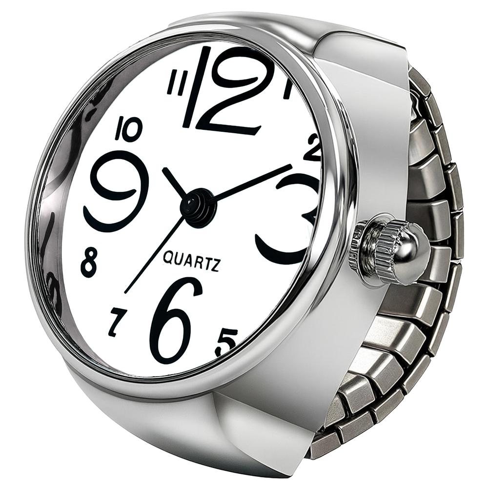 Anillo con reloj MXTQB-001 1Pza Unitalla Ancho  2,6 cm Largo 2,5 cm Acero Inoxidable Plata-Blanco, TempusWhite