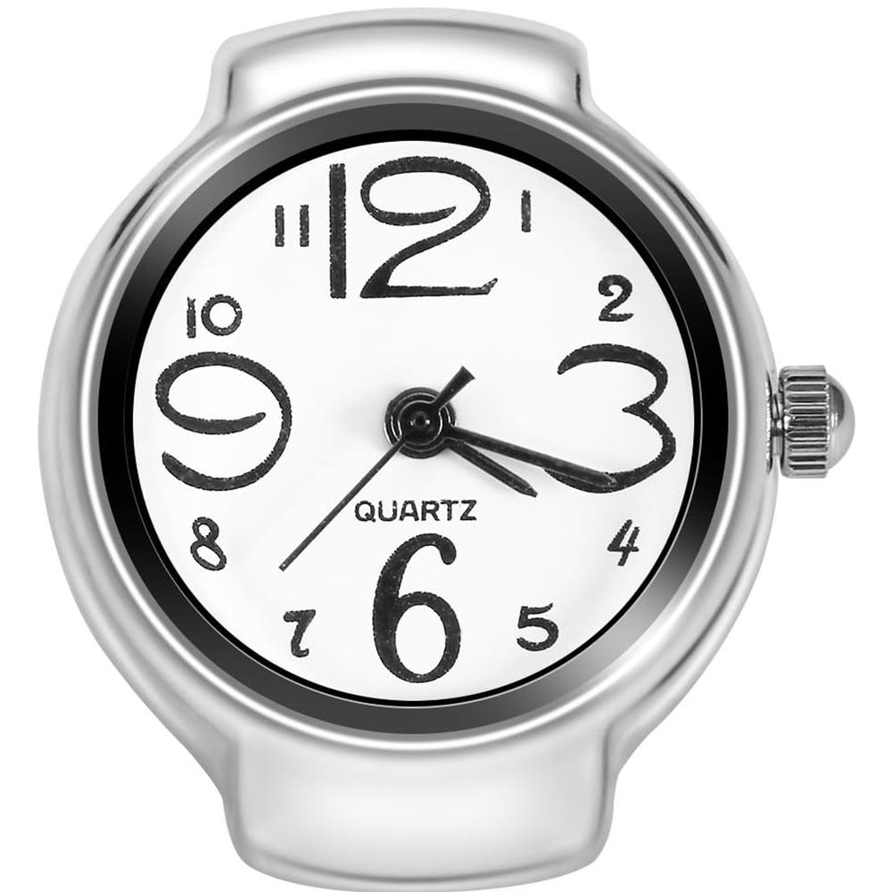 Anillo con reloj MXTQB-001 1Pza Unitalla Ancho  2,6 cm Largo 2,5 cm Acero Inoxidable Plata-Blanco, TempusWhite