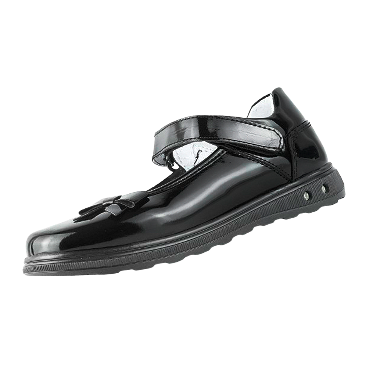 Zapato Niña Escolar Charol Negro Arco Soporte Cómodo 170-CN