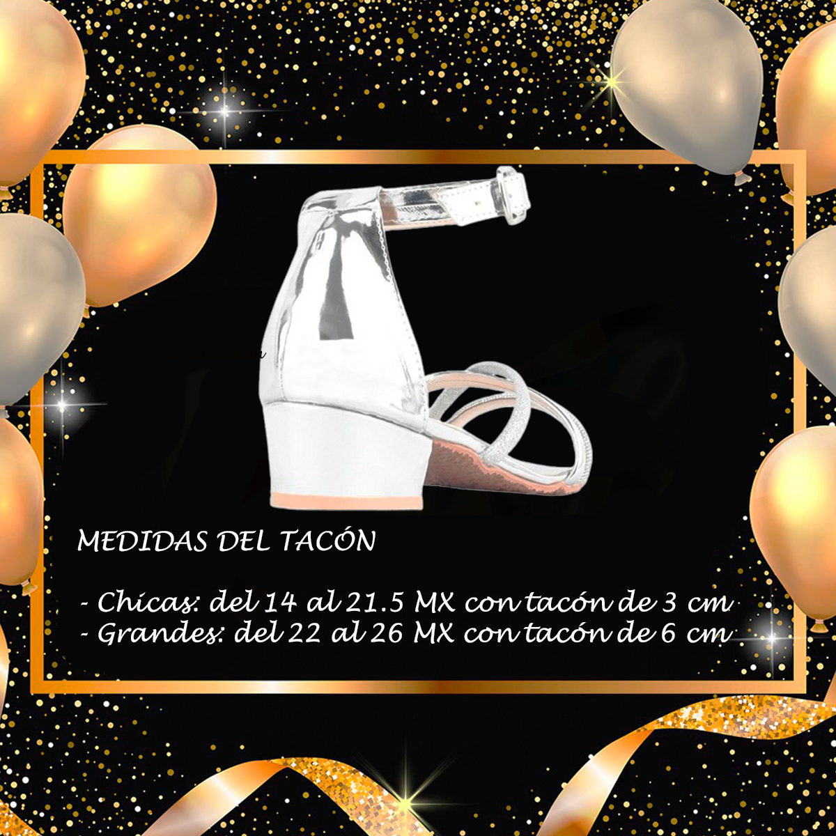 Huarache Niña Sandalia Tacón Elegante Plateada Moda 403-N-P