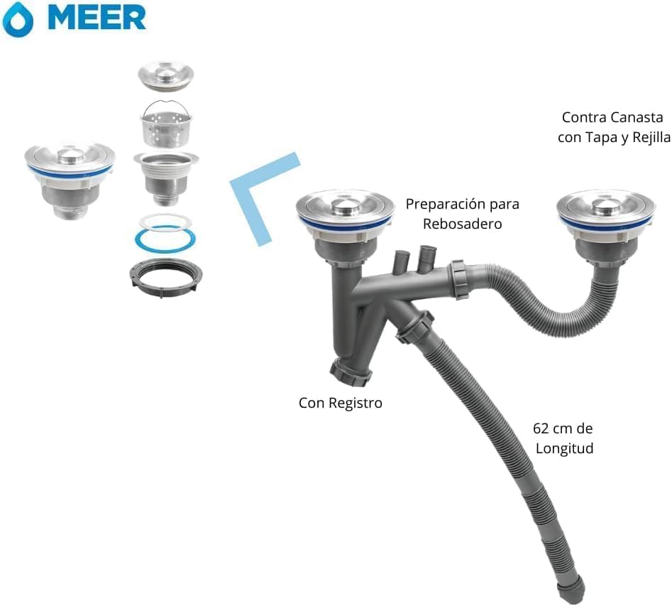 Cnx Tarja Doble Acero Inoxidable, Mezcladora Y Kit De Instalación