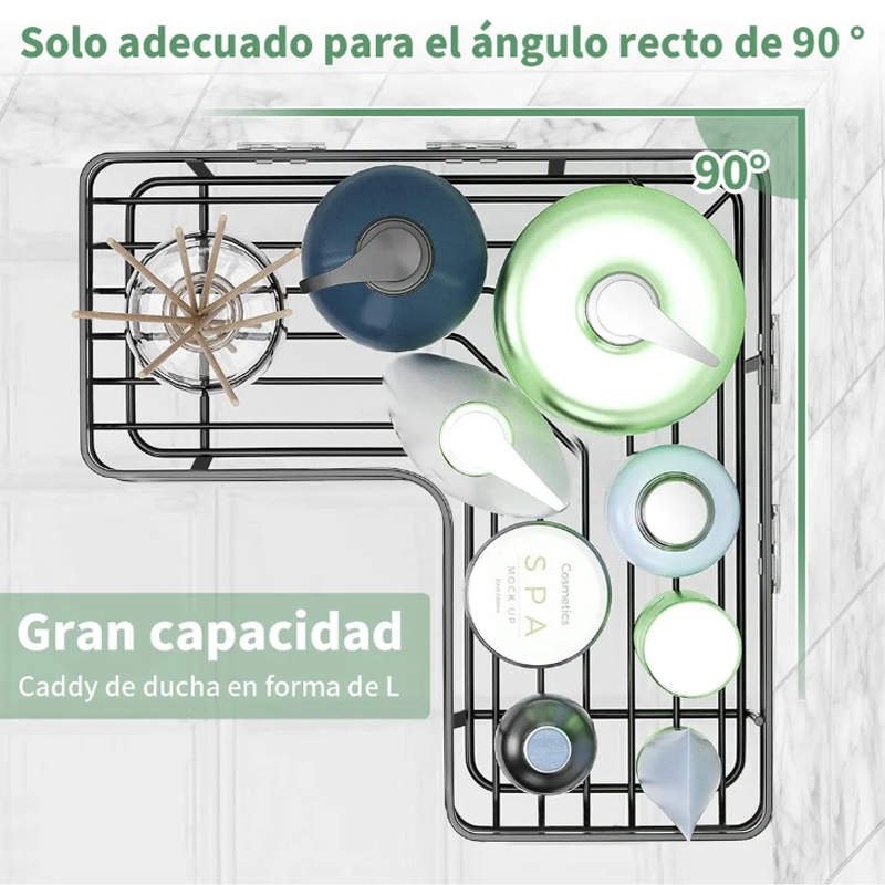 Organizador de Baño Estante Repisas de Ducha Acero Inoxidable Accesorios con 8 Piezas Negro