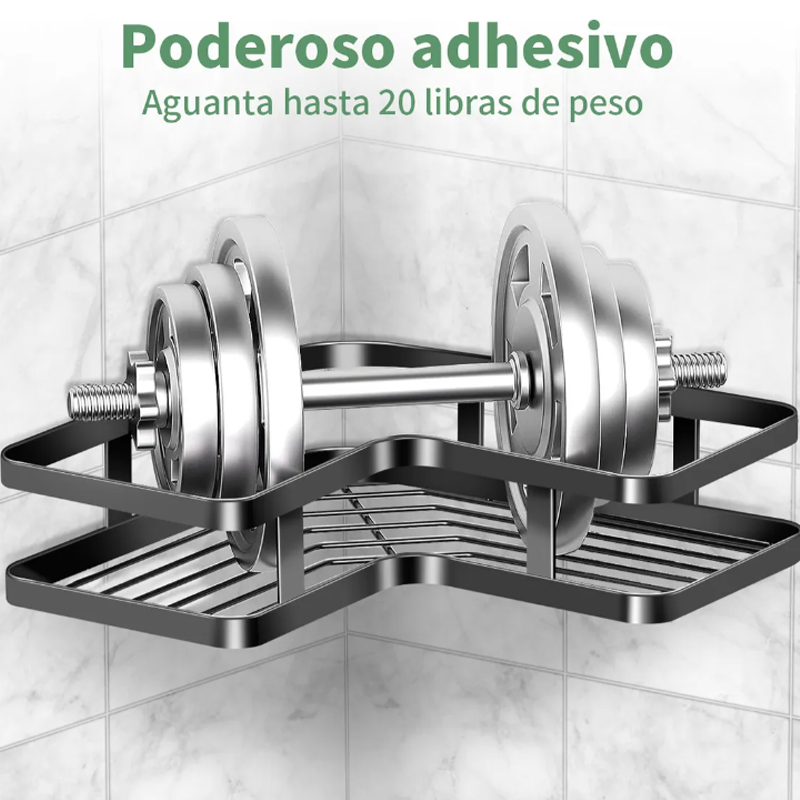 Organizador de Baño Estante Repisas de Ducha Acero Inoxidable Accesorios con 8 Piezas Negro